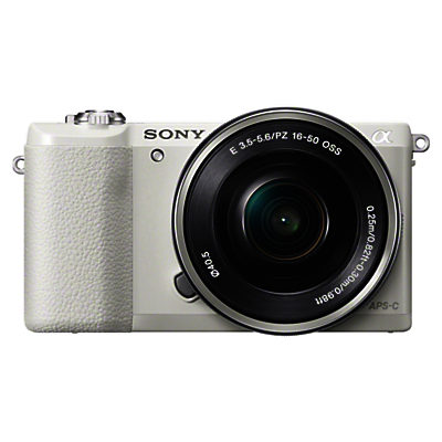 Sony A5100 Compact System Camera with 16-50mm OSS Lens, HD 1080p, 24.3MP, Wi-Fi, NFC, OLED, 3 Tilting Touch Screen White